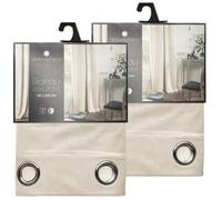 Lot de 2 Rideaux occultants en polyester effet velours - Ivoire - 140 x 260 cm