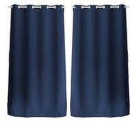 Lot de 2 Rideaux unis occultants avec œillets - 140 x 240 cm - Bleu Marine