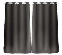 Lot de 2 Rideaux unis occultants avec œillets - 140 x 240 cm - Gris Foncé