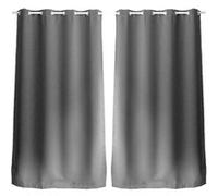 Lot de 2 Rideaux unis occultants avec œillets - 140 x 240 cm - Gris