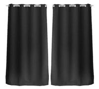 Toilinux - Lot de 2 Rideaux unis occultants avec œillets - 140 x 240 cm - Noir - REGLISSE Noir G