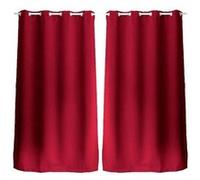 Lot de 2 Rideaux unis occultants avec œillets - 140 x 240 cm - Rouge