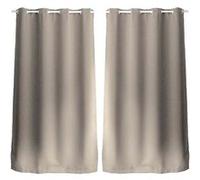 Lot de 2 Rideaux unis occultants avec œillets - 140 x 240 cm - Taupe