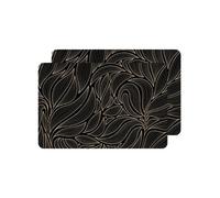 Toilinux - Lot de 2 sets de table motif feuillage avec encre métallique COSMO - 30 x 45 cm - Or et noir - Cosmo