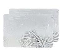 Toilinux - Lot de 2 sets de table motif feuillage avec encre métallique EDEN - 30 x 45 cm - Argent et blanc - Eden Blanc G