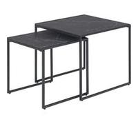 Lot de 2 Tables d'appoint carré encastrables en mélaminé et métal - L.50 cm x H. 45 cm - Noir