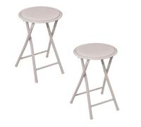 Toilinux – Lot de 2 tabourets d'appoint pliables en PVC – Beige