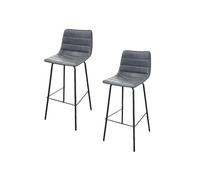 Toilinux - Lot de 2 Tabourets de bar design industriel Brooklyn - Gris - Brooklyn