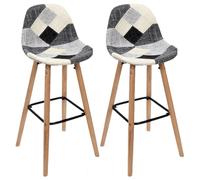 Lot de 2 Tabourets de bar Patchwork - Noir et Gris