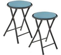 Lot de 2 Tabourets pliants avec effet velours - Bleu