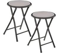 Toilinux - Lot de 2 Tabourets pliants avec effet velours - Gris Gris G