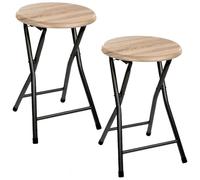 Toilinux.com Lot de 2 tabourets pliants en métal - Beige et Noir