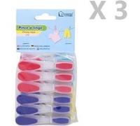 Toilinux - Lot de 3 x 12 Pinces à linge - Plastique - Multicolore Rose G