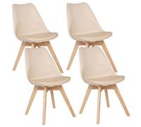 Toilinux - Lot de 4 Chaises design scandinave Baya - Beige