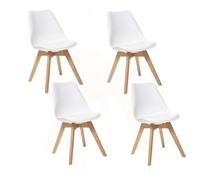 Toilinux Lot de 4 chaises Baya design scandinave Blanc