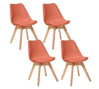 Toilinux - Lot de 4 Chaises design scandinave Baya - Terracotta