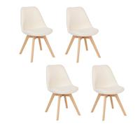 Toilinux - Lot de 4 chaises design scandinave en bouclette - Blanc
