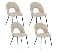 Toilinux – Lot de 4 chaises RAVEN – assise tissu, pieds métal – Beige