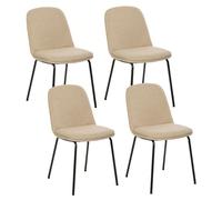 Atmosphera - Lot de 4 chaises en tissu et pieds métal NEORA - Beige et noir - Neora