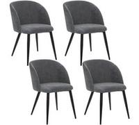 Toilinux - Lot de 4 chaises en velours côtelé CELESTE - Gris foncé - Celeste Gris foncé G
