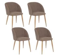 Toilinux - Lot de 4 chaises en velours côtelé et pieds effet hêtre CELESTE - Taupe