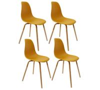Toilinux - Lot de 4 Chaises scandinave Phenix en polypropylène et métal - Jaune Moutarde