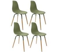 Toilinux - Lot de 4 Chaises scandinave Phenix en polypropylène et métal - Vert - Phenix vert G