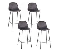 Lot de 4 Tabourets de bar design velours Ima - Gris