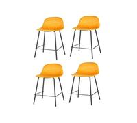 Toilinux - Lot de 4 Tabourets de bar design velours Ima - Jaune - Ima