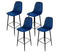 Lot de 4 Tabourets de bar en velours vintage Inoui - Bleu