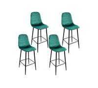 Toilinux - Lot de 4 Tabourets de bar en velours vintage Inoui - Vert émeraude - Inoui