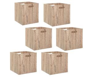 Toilinux Lot de 6 boîtes cube pour étagère - Beige