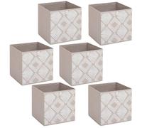 Toilinux - Lot de 6 boites de rangement BOHEMA - L. 31 x l.31 x H. 31 cm - Beige