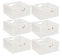 Lot de 6 Boîtes de rangement carrée en MDF - L. 31 x H. 15 cm - Blanc