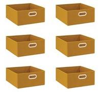 Toilinux.com Lot de 6 boites de Rangement rectangulaires en Tissu MIX'N MODUL - L.31 x l.31 x H.15 cm - Moutarde