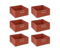 Toilinux - Lot de 6 boîtes de rangement en tissu MIX 'N MODUL - L.31 x l.31 x H.15 cm - Terre de sienne - MIX 'N MODUL G