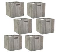 Toilinux Lot de 6 boîtes de rangement cube - Gris chêne