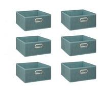 Toilinux - Lot de 6 boîtes de rangement en tissu MIX 'N MODUL - L.31 x l.31 x H.15 cm - Bleu chiné - MIX 'N MODUL Bleu G