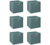 Toilinux - Lot de 6 boîtes de rangement en tissu MIX 'N MODUL - L.31 x l.31 x H.31 cm - Bleu chiné - MIX 'N MODUL Bleu G