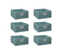 Toilinux.com Lot de 6 boites de Rangement rectangulaires en Tissu MIX'N MODUL - L.31 x l.31 x H.15 cm - Bleu chiné