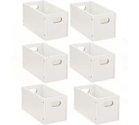 Toilinux.com Lot de 6 Boîtes de Rangement rectangulaire en MDF - L. 31 x H. 15 cm - Blanc