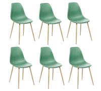 Toilinux - Lot de 6 chaises scandinave et pieds métal effet bois TAHO - Vert