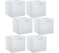 Toilinux - Lot de 6 cubes de rangement effet bois MIX'N MODUL - L. 31 x l. 31 x H. 31 cm - Blanc - MIX'N MODUL Blanc G