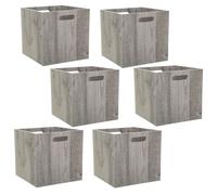 Toilinux.com Lot de 6 Cubes de Rangement Effet Bois MIX'N MODUL - L. 31 x l. 31 x H. 31 cm - Couleur chêne Gris