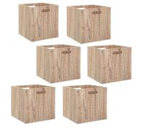 Toilinux.com Lot de 6 Cubes de Rangement 31 x 31 x 31 cm Mix n' Modul - Boîtes Effet Chêne Naturel en Bois MDF - Compatibles Meubles et Étagères à Cases - Design Scandinave