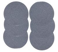 Toilinux - Lot de 6 sets de table rond en coton Alana - Diam. 38 cm - Bleu - Alana Bleu G