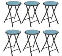Lot de 6 Tabourets pliants avec effet velours - Bleu