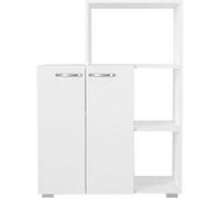 Toilinux - Meuble de rangement cuisine avec niche micro-ondes - Blanc Blanc