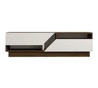 Toilinux - Meuble TV 2 portes basculantes effet bois ELIOTT - Marron et blanc - ELIOTT Blanc G