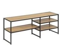 Toilinux - Meuble TV en MDF et métal avec 3 étagères de rangement - Noir et Beige - Sireine Beige G